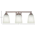 Paramount Three Light Bath Bar in Brushed Nickel with 4.5" Square White Muslin Shade