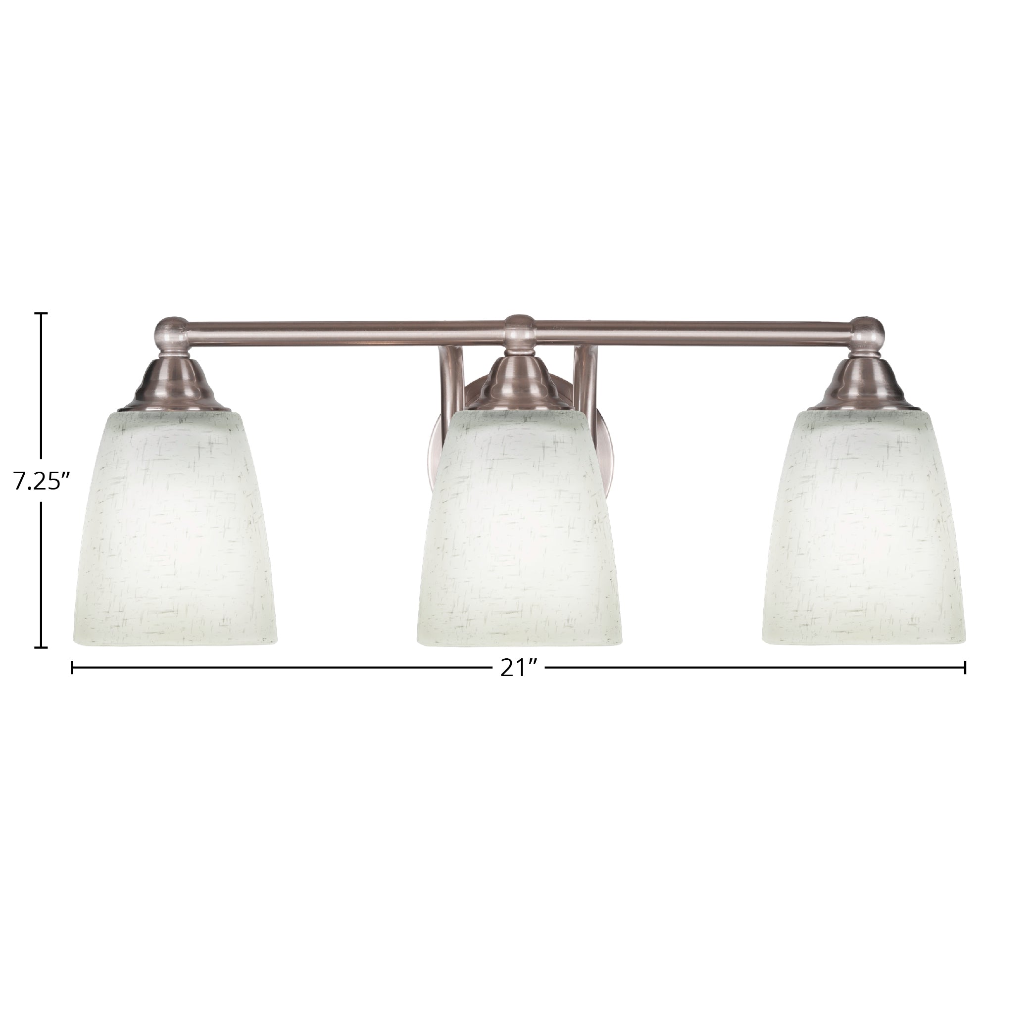 Paramount Three Light Bath Bar in Brushed Nickel with 4.5" Square White Muslin Shade