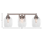 Paramount Three Light Bath Bar in Brushed Nickel with 6" Clear Bubble Shade