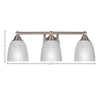 Paramount Three Light Bath Bar in Brushed Nickel with 5" Clear Ribbed Shade