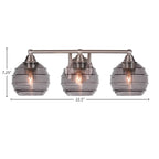 Paramount Three Light Bath Bar in Brushed Nickel with 6" Smoke Ribbed Shade