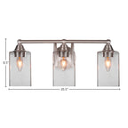 Paramount Three Light Bath Bar in Brushed Nickel with 4" Square Clear Bubble Shade
