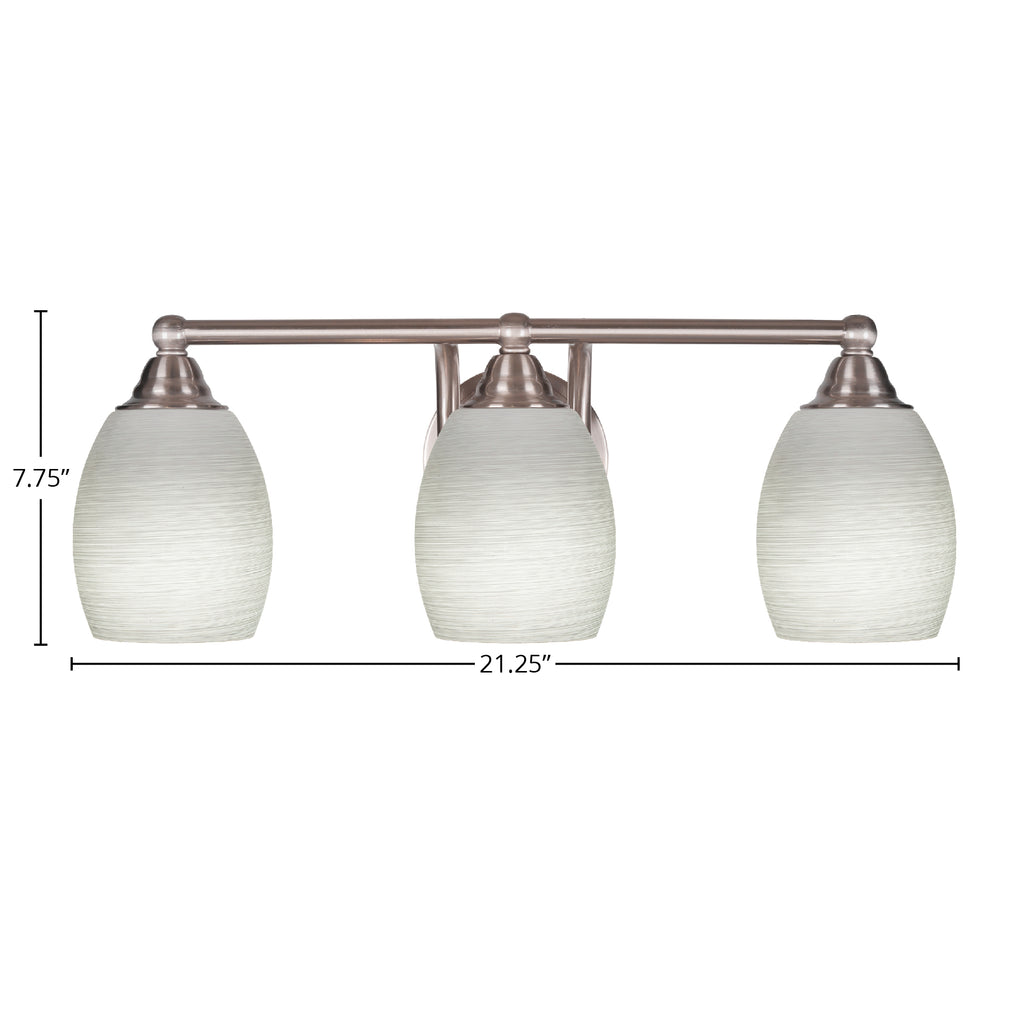Paramount Three Light Bath Bar in Brushed Nickel with 5" White Linen Shade