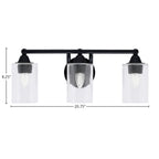 Paramount Three Light Bath Bar in Matte Black with 4" Clear Bubble Shade