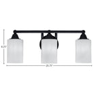 Paramount Three Light Bath Bar in Matte Black with 4" White Marble Shade