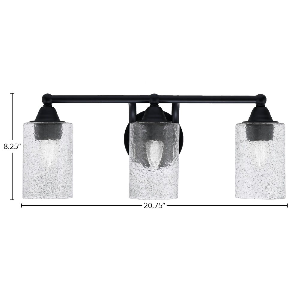Paramount Three Light Bath Bar in Matte Black with 4" Smoke Bubble Shade