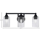 Paramount Three Light Bath Bar in Matte Black with 4" Smoke Bubble Shade