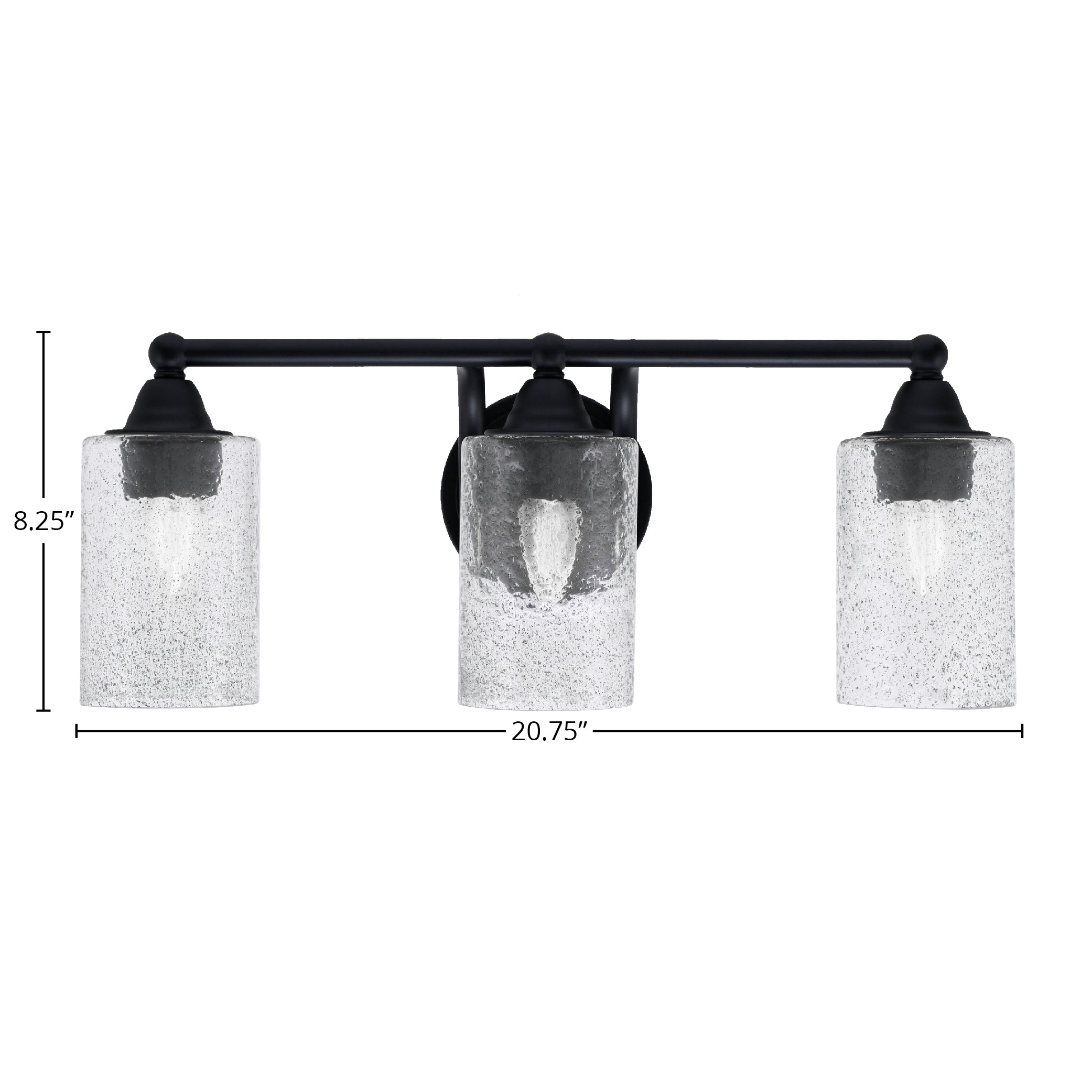 Paramount Three Light Bath Bar in Matte Black with 4" Smoke Bubble Shade