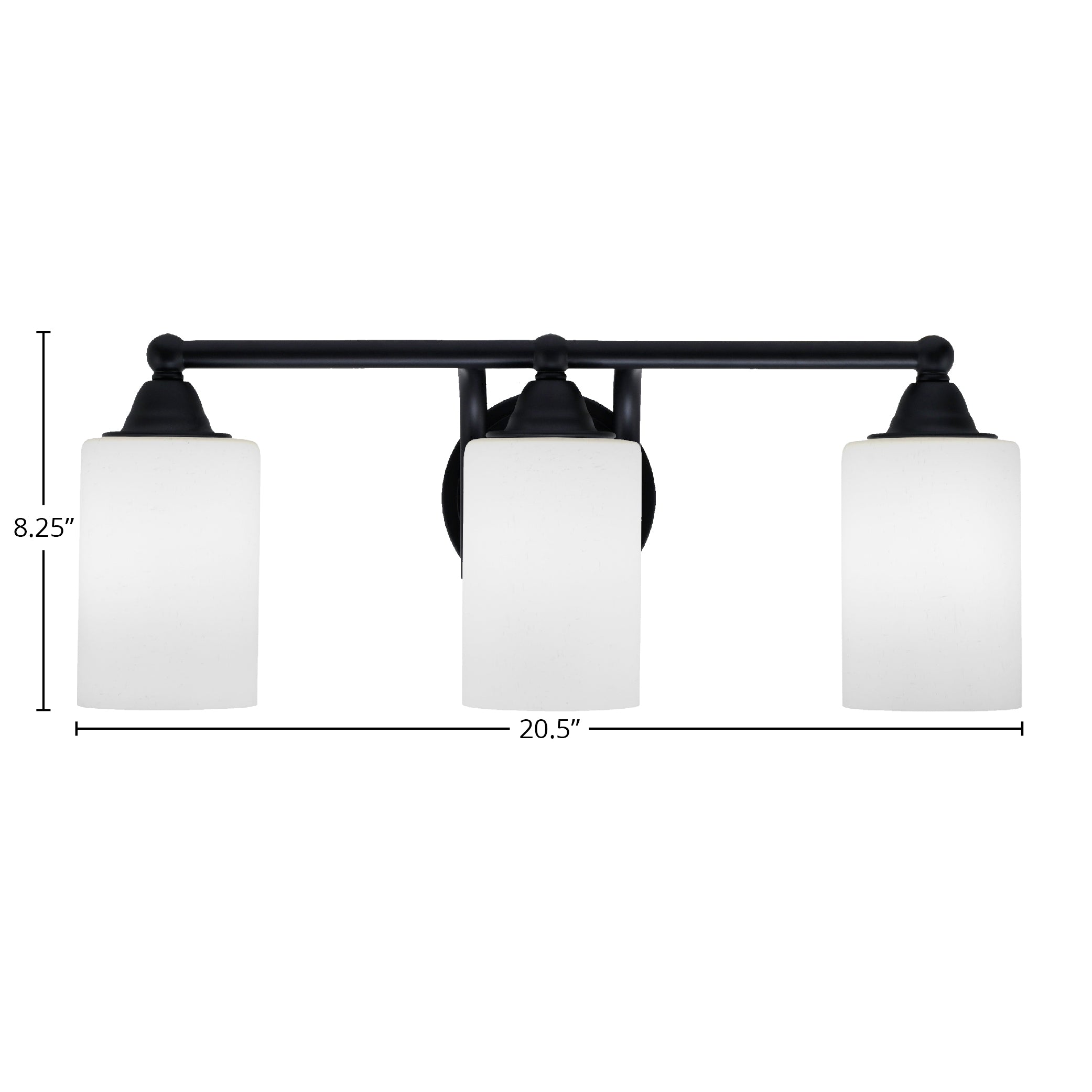 Paramount Three Light Bath Bar in Matte Black with 4" White Muslin Shade