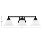 Paramount Three Light Bath Bar in Matte Black with 7" White Muslin Shade