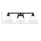 Paramount Three Light Bath Bar in Matte Black with 7" White Muslin Shade