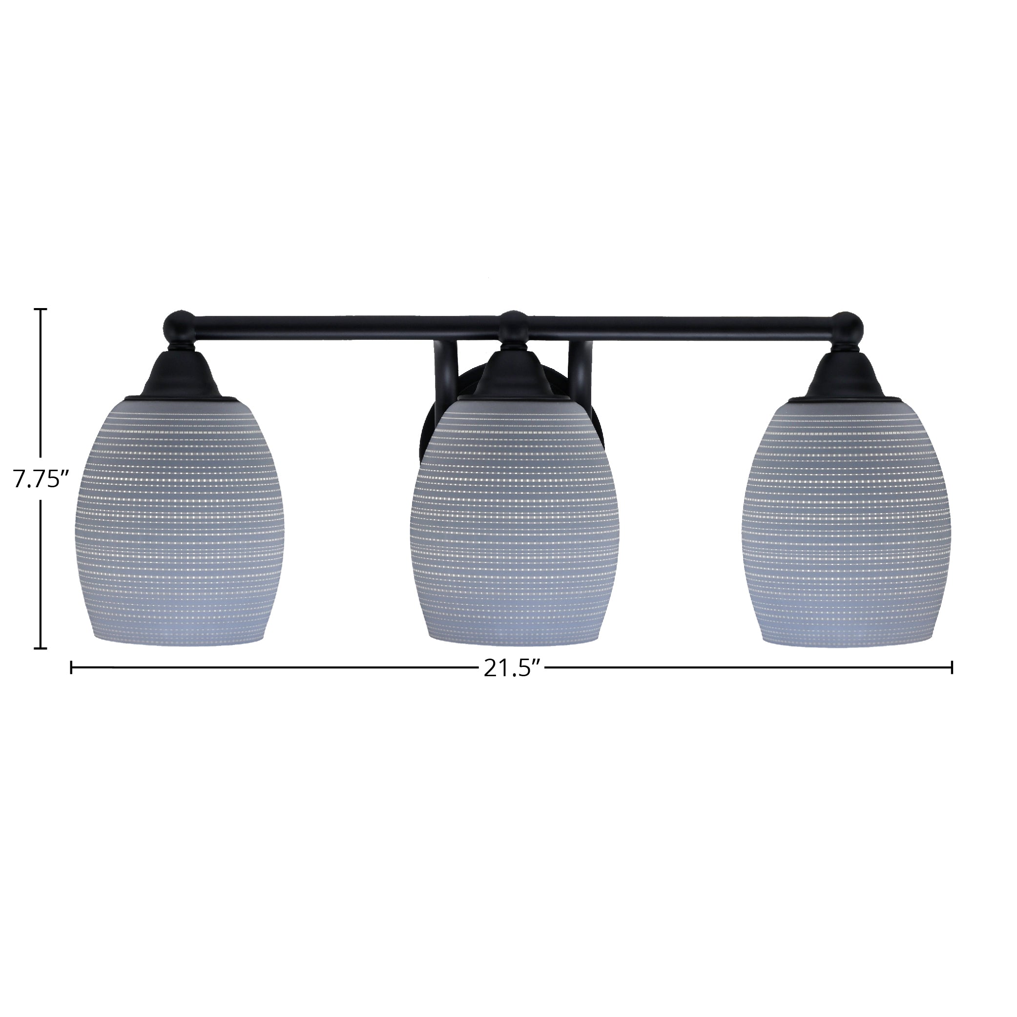 Paramount Three Light Bath Bar in Matte Black with 5" Gray Matrix Shade