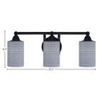 Paramount Three Light Bath Bar in Matte Black with 4" Gray Matrix Shade