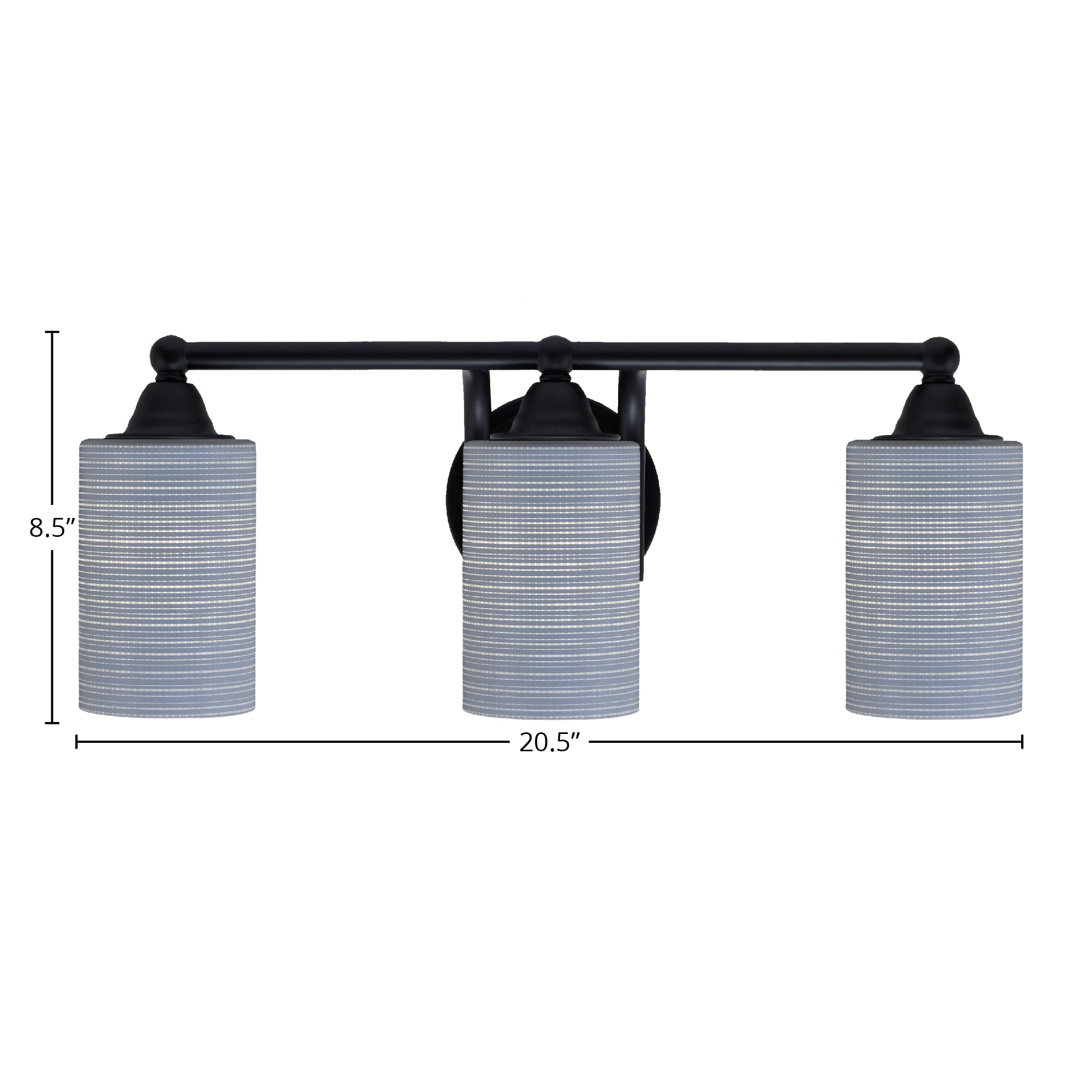Paramount Three Light Bath Bar in Matte Black with 4" Gray Matrix Shade