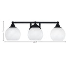 Paramount Three Light Bath Bar in Matte Black with 5.75" White Marble Shade