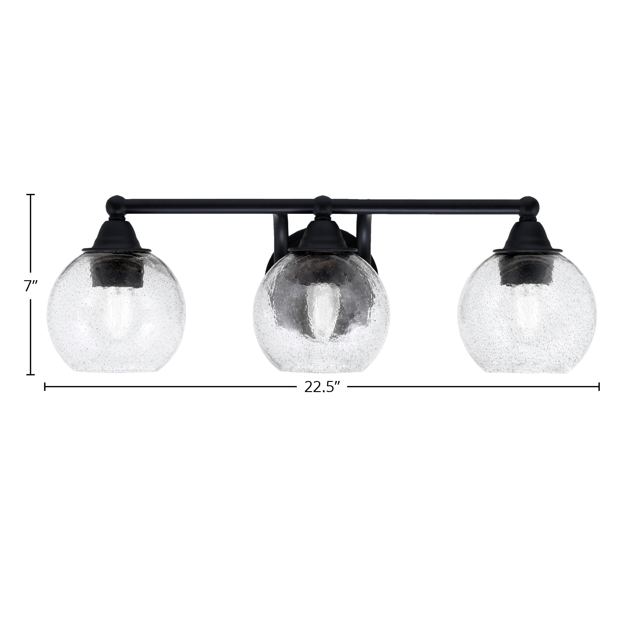 Paramount Three Light Bath Bar in Matte Black with 5.75" Smoke Bubble Shade