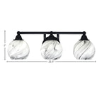 Paramount Three Light Bath Bar in Matte Black with 5.75" Onyx Swirl Shade