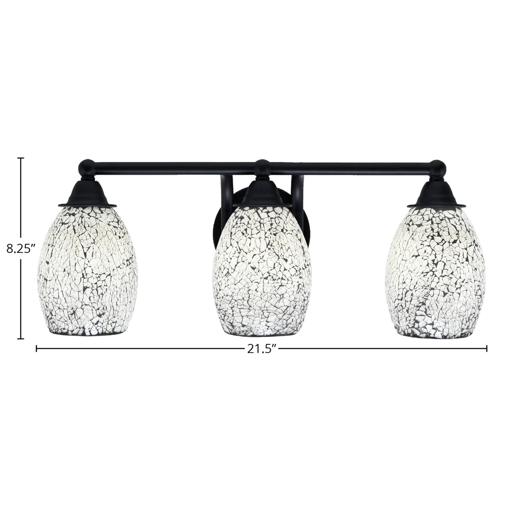 Paramount Three Light Bath Bar in Matte Black with 5" Black Fusion Shade