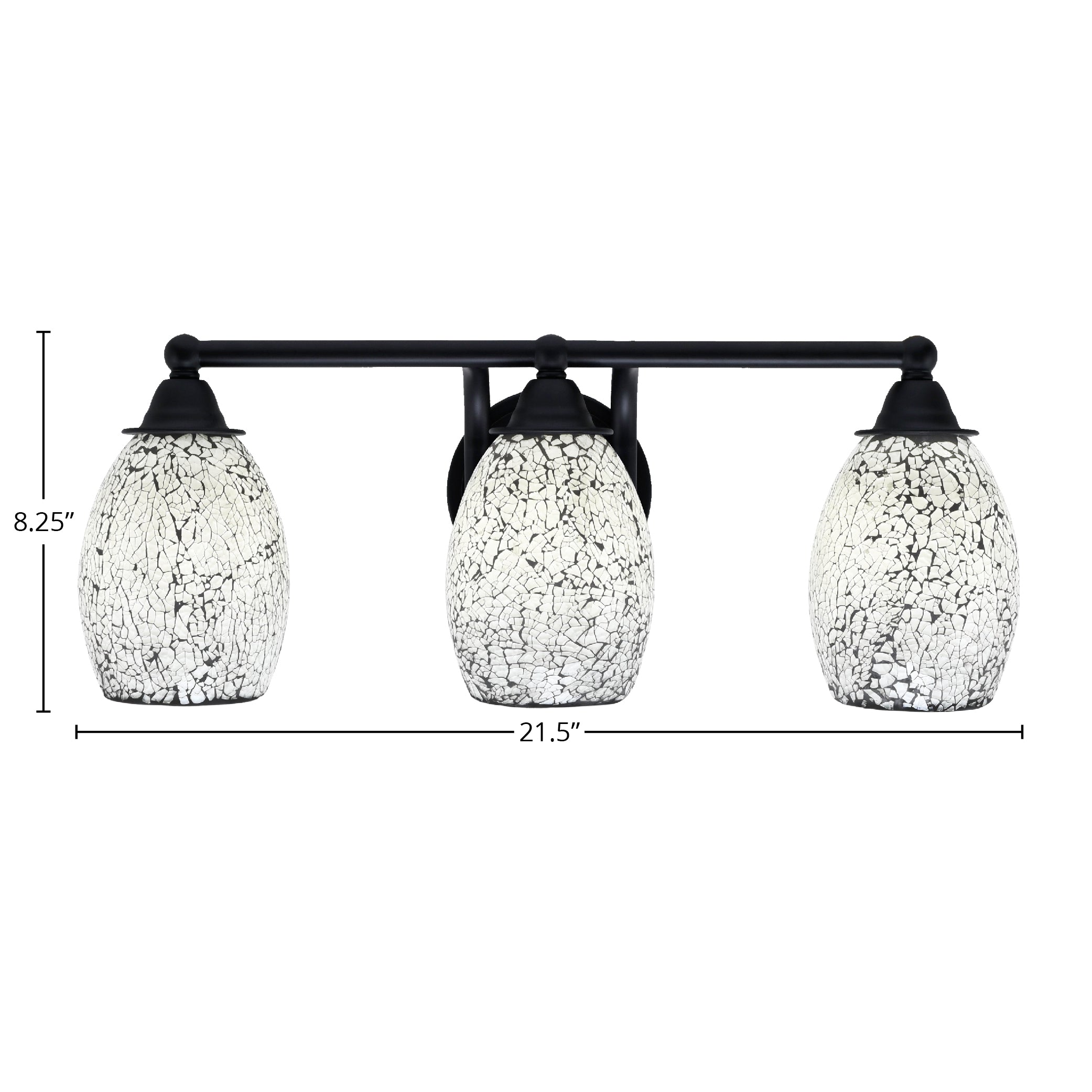 Paramount Three Light Bath Bar in Matte Black with 5" Black Fusion Shade