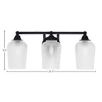 Paramount Three Light Bath Bar in Matte Black with 5" Clear Textured Shade
