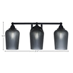 Paramount Three Light Bath Bar in Matte Black with 5" Smoke Textured Shade