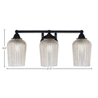 Paramount Three Light Bath Bar in Matte Black with 5" Silver Textured Shade