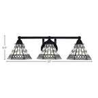 Paramount Three Light Bath Bar in Matte Black with 7" Pewter Art Glass Shade