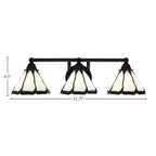 Paramount Three Light Bath Bar in Matte Black with 7" Pearl & Black Flair Art Glass Shade