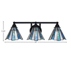 Paramount Three Light Bath Bar in Matte Black with 7" Sea Ice Art Glass Shade