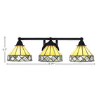 Paramount Three Light Bath Bar in Matte Black with 7" Diamond Peak Art Glass Shade