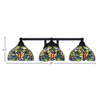 Paramount Three Light Bath Bar in Matte Black with 7" Kaleidoscope Art Glass Shade