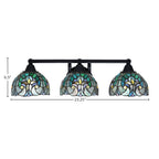 Paramount Three Light Bath Bar in Matte Black with 7" Turquoise Cypress Art Glass Shade