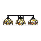 Paramount Three Light Bath Bar in Matte Black with 7" Ivory Cypress Art Glass Shade