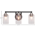Paramount Three Light Bath Bar in Matte Black & Brushed Nickel with 4" Clear Bubble Shade