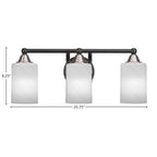Paramount Three Light Bath Bar in Matte Black & Brushed Nickel with 4" White Marble Shade