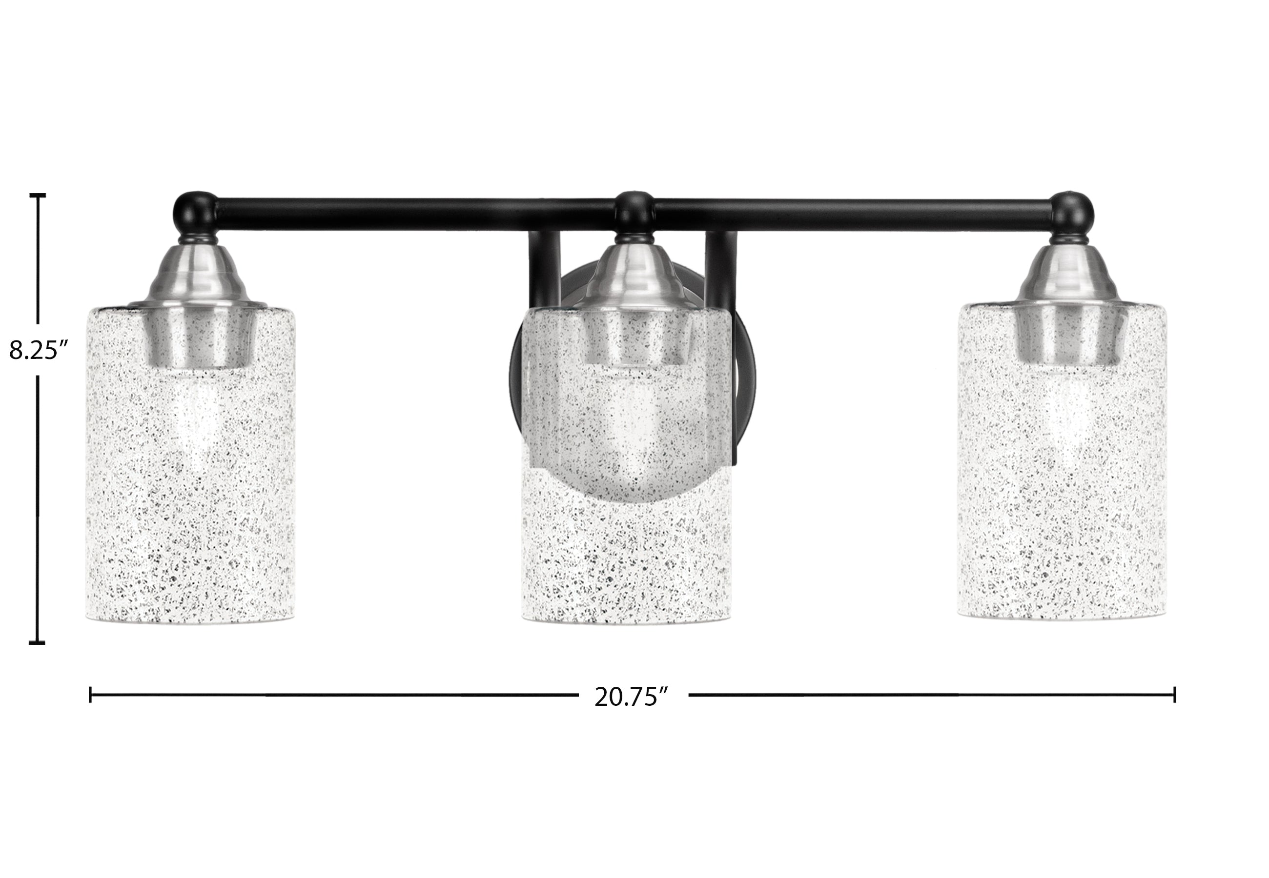 Paramount Three Light Bath Bar in Matte Black & Brushed Nickel with 4" Smoke Bubble Shade