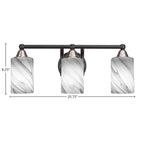 Paramount Three Light Bath Bar in Matte Black & Brushed Nickel with 4" Onyx Swirl Shade