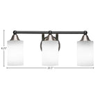 Paramount Three Light Bath Bar in Matte Black & Brushed Nickel with 4" White Muslin Shade