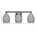 Paramount Three Light Bath Bar in Matte Black & Brushed Nickel with 5" Gray Matrix Shade