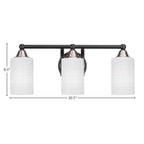 Paramount Three Light Bath Bar in Matte Black & Brushed Nickel with 4" White Matrix Shade