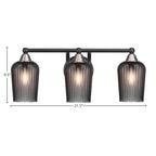 Paramount Three Light Bath Bar in Matte Black & Brushed Nickel with 5" Smoke Textured Shade
