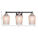 Paramount Three Light Bath Bar in Matte Black & Brushed Nickel with 5" Silver Textured Shade