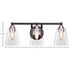 Paramount Three Light Bath Bar in Matte Black & Brushed Nickel with 4.5" Square Clear Bubble Shade