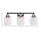 Paramount Three Light Bath Bar in Matte Black & Brushed Nickel with 6" Clear Bubble Shade