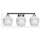 Paramount Three Light Bath Bar in Matte Black & Brushed Nickel with 6" White Marble Shade