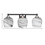 Paramount Three Light Bath Bar in Matte Black & Brushed Nickel with 6" Onyx Swirl Shade