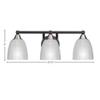 Paramount Three Light Bath Bar in Matte Black & Brushed Nickel with 5" Clear Ribbed Shade