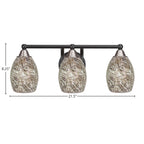 Paramount Three Light Bath Bar in Matte Black & Brushed Nickel with 5" Natural Fusion Shade
