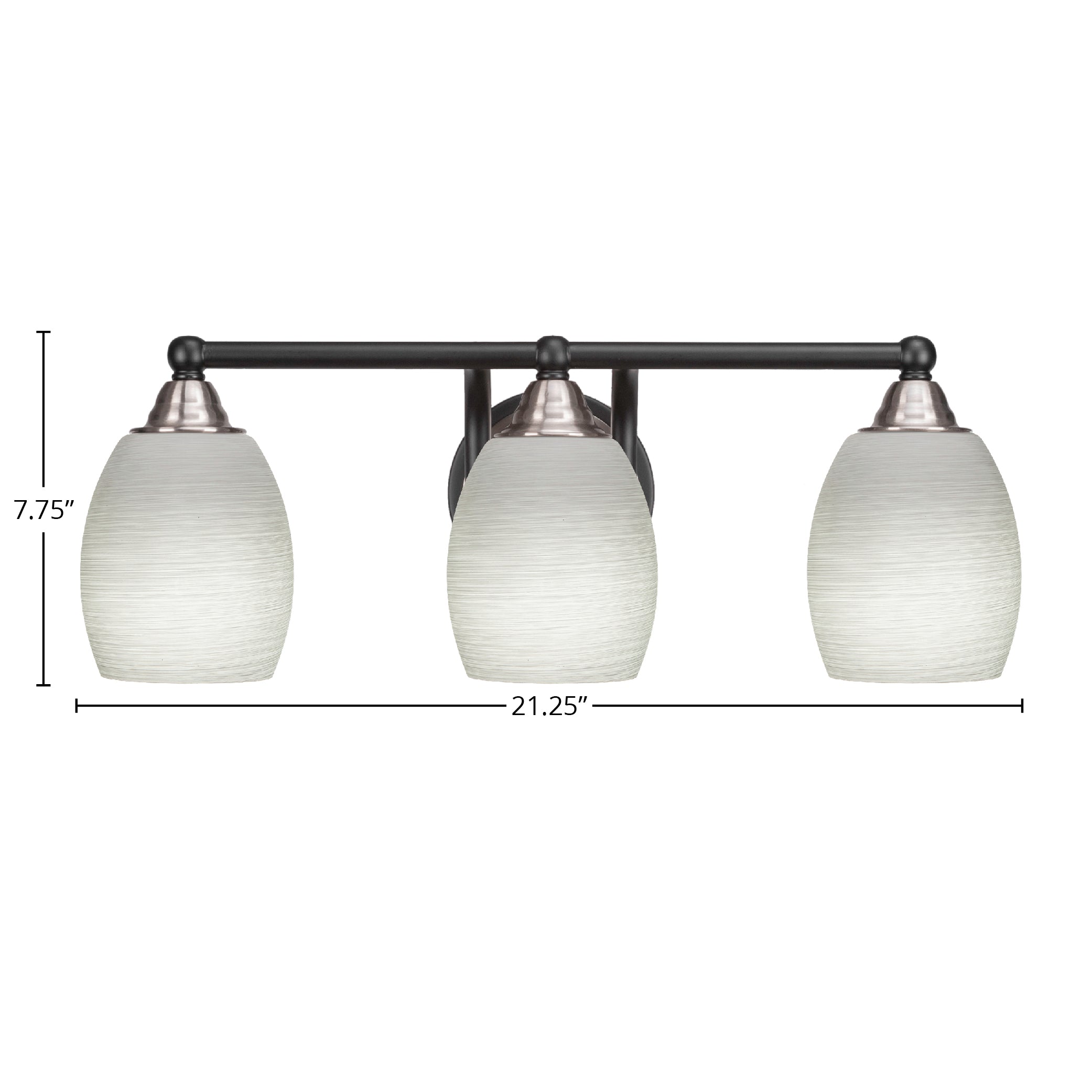 Paramount Three Light Bath Bar in Matte Black & Brushed Nickel with 5" White Linen Shade