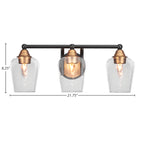 Paramount Three Light Bath Bar in Matte Black & Brass with 5" Clear Bubble Shade